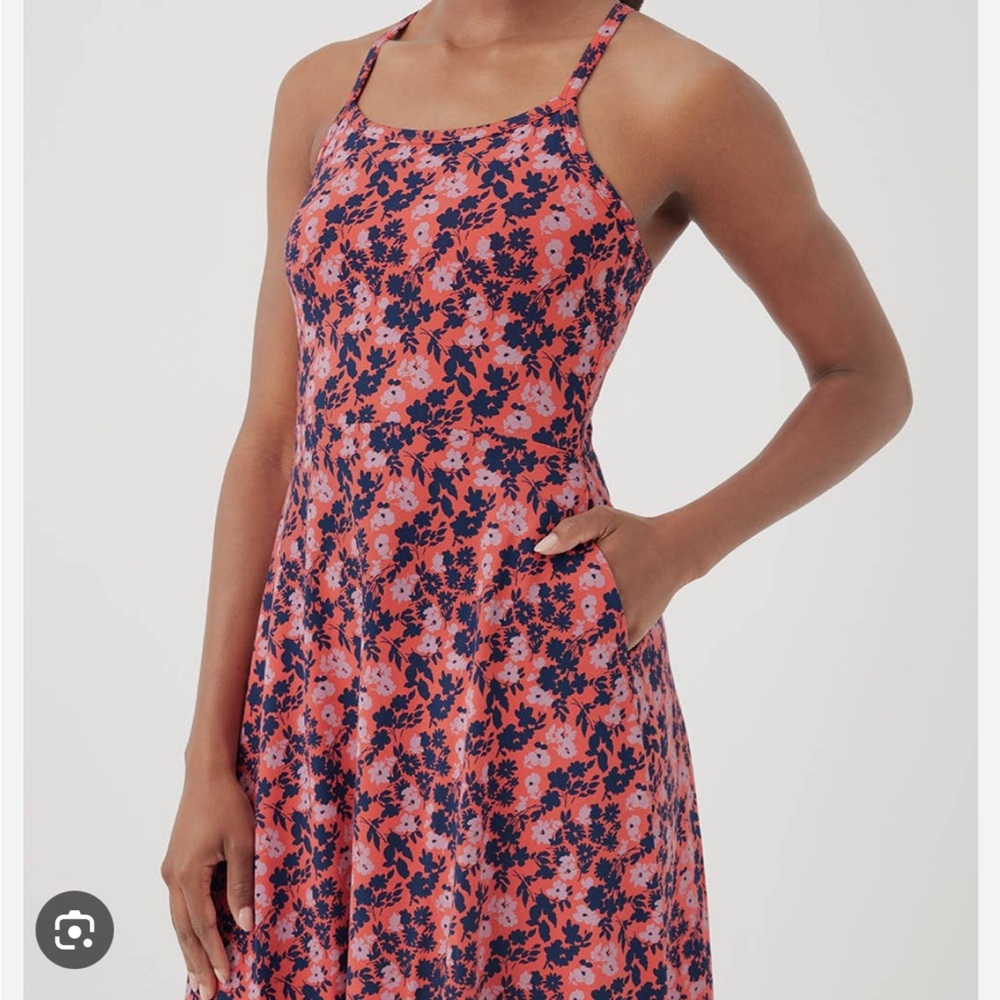 Pact Fit & Flare Midi Dress pink navy floral